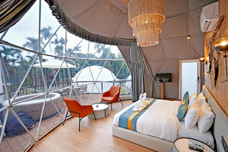 Glamping dome suite with king bed and a panoramic forest view, Wayanad