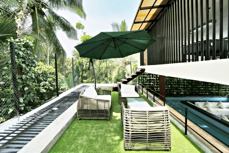 Garden lounge seating – Le Villagio Resort & Domes, Wayanad