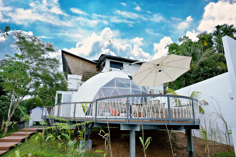 Glamping dome exterior deck – Le Villagio Resort & Domes, Wayanad