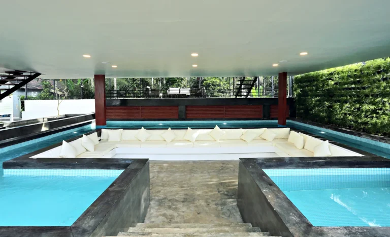 Island pool lounge – Le Villagio Resort & Domes, Wayanad