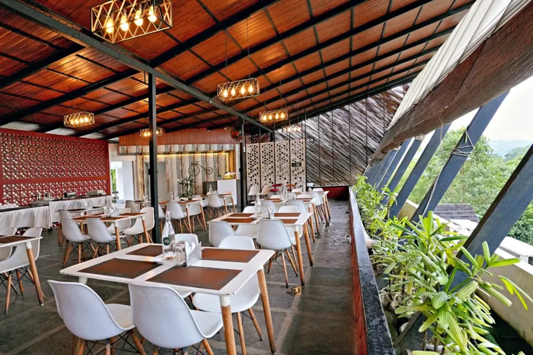 Rooftop restaurant interior – Le Villagio Resort & Domes, Wayanad