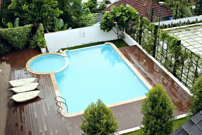 Swimming pool aerial view – Le Villagio Resort & Domes, Wayanad